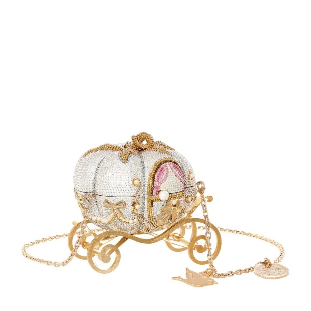 Judith Leiber Gold and Silver Cinderella Carriage Clutch Bag